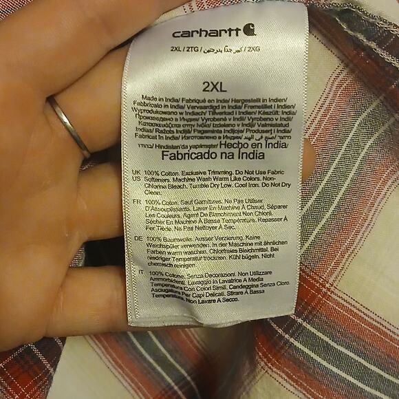 Carhartt Loose Fit Shirt Blue Short Sleeve Button Down Men's Size 2XL - Picture 4 of 6